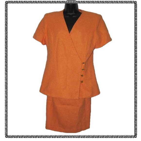 Spiegel Jackets & Blazers - SPIEGEL 2 pc SUIT 10 Orange Jacket & Skirt VINTAGE
